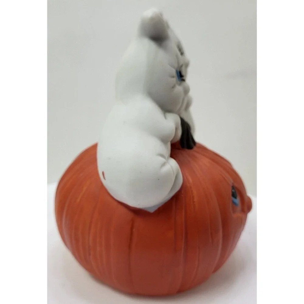 Halloween Ceramic Jack-o-lantern Ghosts Pumpkin Hand Painted Mold Music Box Vtg